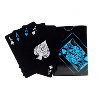 cartes à jouer noires, bleues, argent