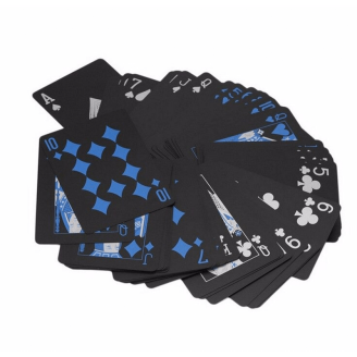 cartes de poker en plastique noires et argent